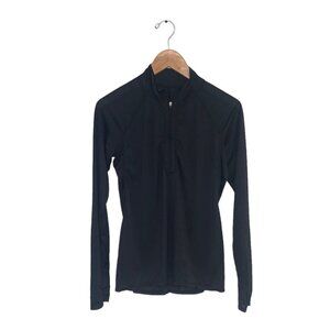Athleta Spinner 1/2 Zip Long Sleeve Black Size Small Sheer Lightweight
